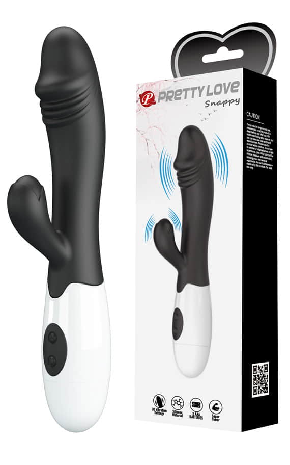 Луксузен црн силиконски вибратор со 30 модови на вибрација 19 X 3.2 см. (Pretty Love)
