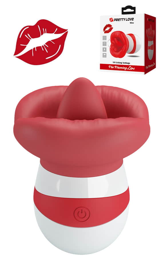 Силиконски клиторален лижач во форма на уста со меко јазиче 10 модови на лижење ( Pretty Love )